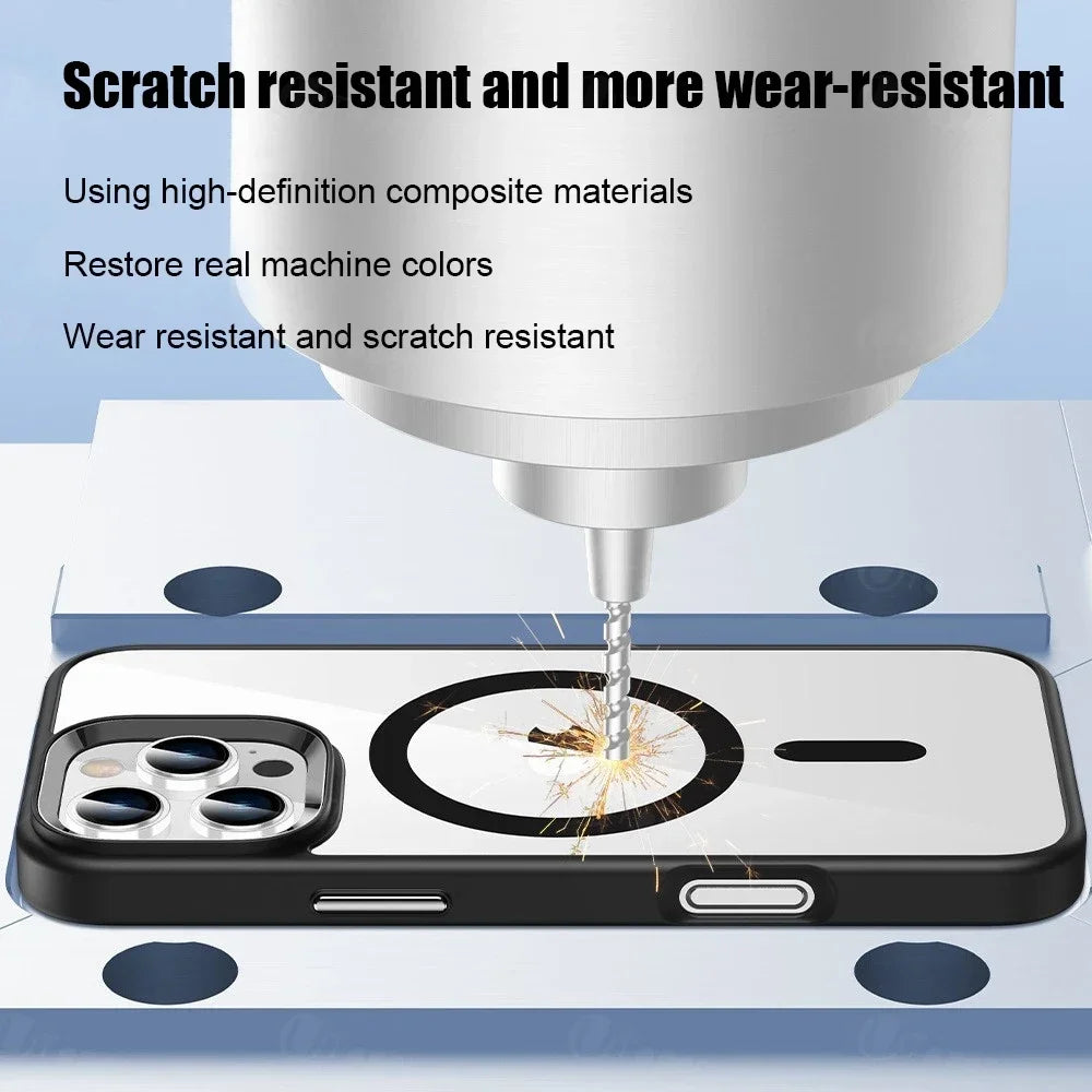 Chargement sans fil magnétique Magsafe Clear HD Premium | Coque iPhone Apple à armure hybride transparente antichoc