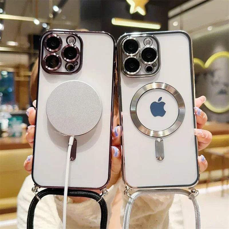 Coque Apple iPhone de luxe magnétique en silicone souple | Protection de l'appareil photo, revêtement transparent de qualité supérieure, chargement sans fil Magsafe et résistant aux rayures.