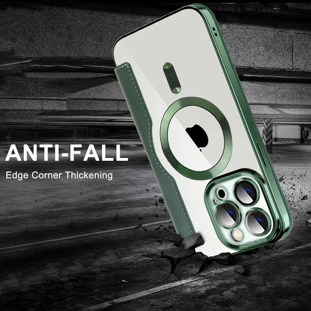 Étui en cuir à rabat de qualité supérieure avec fente pour carte et porte-cartes, étui magnétique et résistant aux chocs pour iPhone | Étui à rabat avec support pour Apple iPhone 15/14/13/12 Pro Max Plus Mini – Étui de protection polyvalent