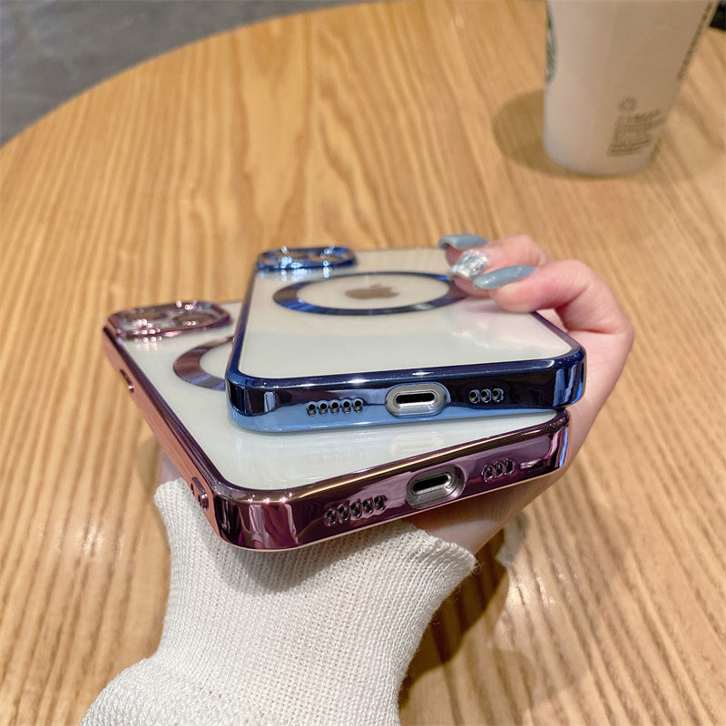 Coque Apple iPhone de luxe magnétique en silicone souple | Protection de l'appareil photo, revêtement transparent de qualité supérieure, chargement sans fil Magsafe et résistant aux rayures.