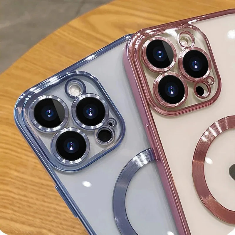 Coque Apple iPhone de luxe magnétique en silicone souple | Protection de l'appareil photo, revêtement transparent de qualité supérieure, chargement sans fil Magsafe et résistant aux rayures.