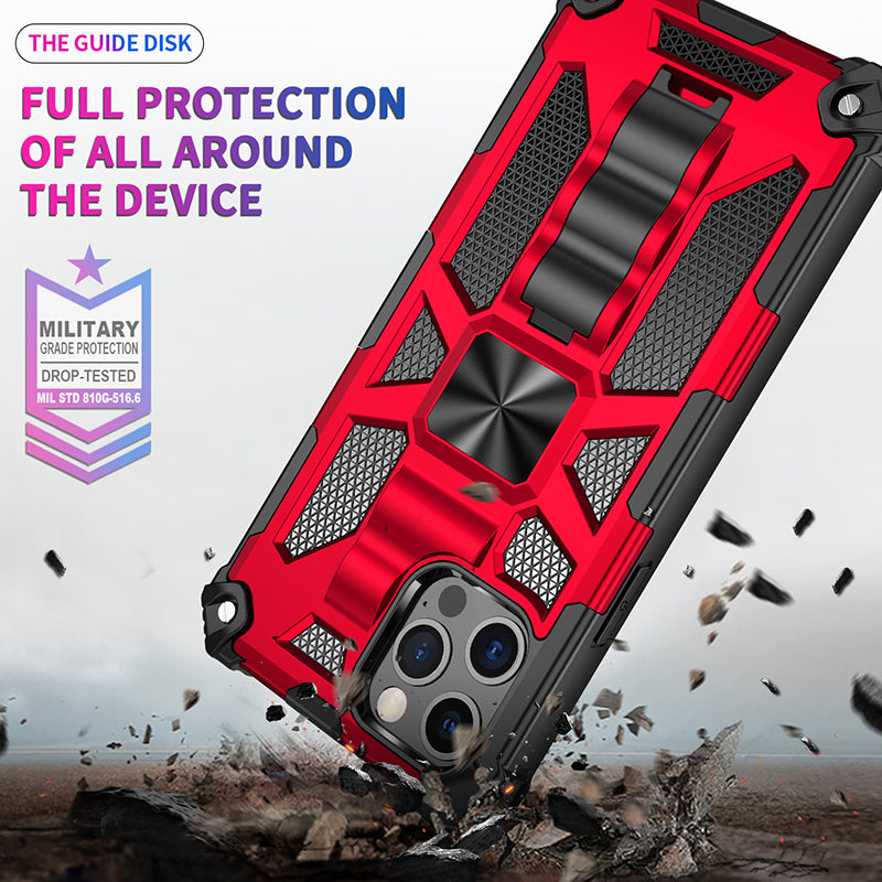 Hochwertige Hybrid-Militärpanzerung iPhone-Hülle MagSafe Case für Apple iPhone 17/17 Air, 16/16e, 15, 14, 13 Pro Max Plus mit eingebautem Ständer, Tarnung-Cover, Kamera-Rundumschutz und Bildschirmschutz Handyhülle