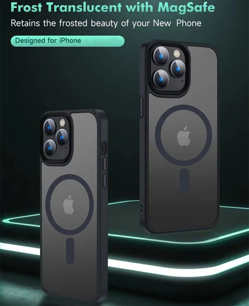 Chargement sans fil magnétique Magsafe Clear HD Premium | Coque iPhone Apple à armure hybride transparente antichoc