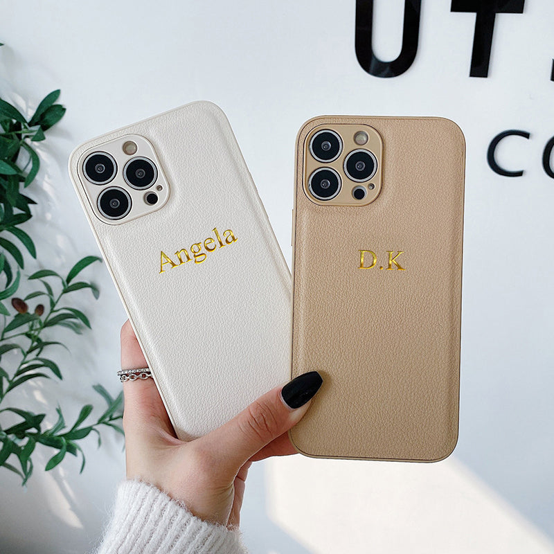 Étui iPhone de luxe personnalisé avec protection de caméra | Gravez le nom, les initiales, les symboles et les chiffres