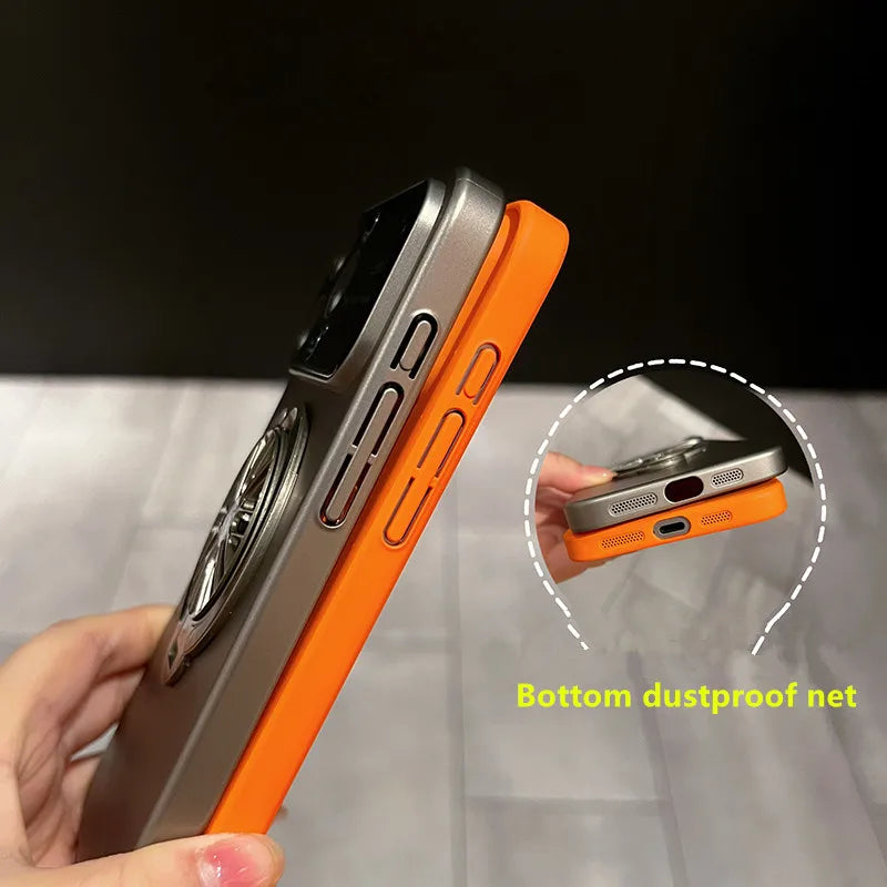 Premium iPhone Hülle, 360 Grad Rotierender Gyro-Standfunktion, Faltbarem Halter | MagSafe Case, Rundumschutz, Kameralinsenschutz für iPhone 17/17Air, 16/16e, 15, 14, 13 Pro Max Plus Cover | Panzertasche und Stoßsgenabdeckung | Hochwertige Schutzhülle