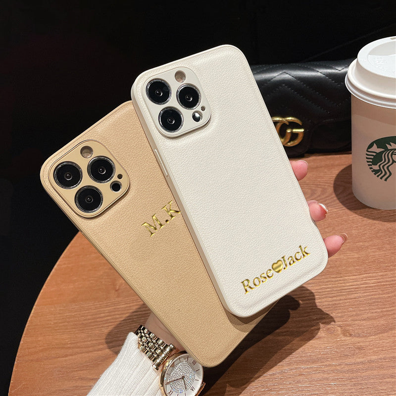 Étui iPhone de luxe personnalisé avec protection de caméra | Gravez le nom, les initiales, les symboles et les chiffres