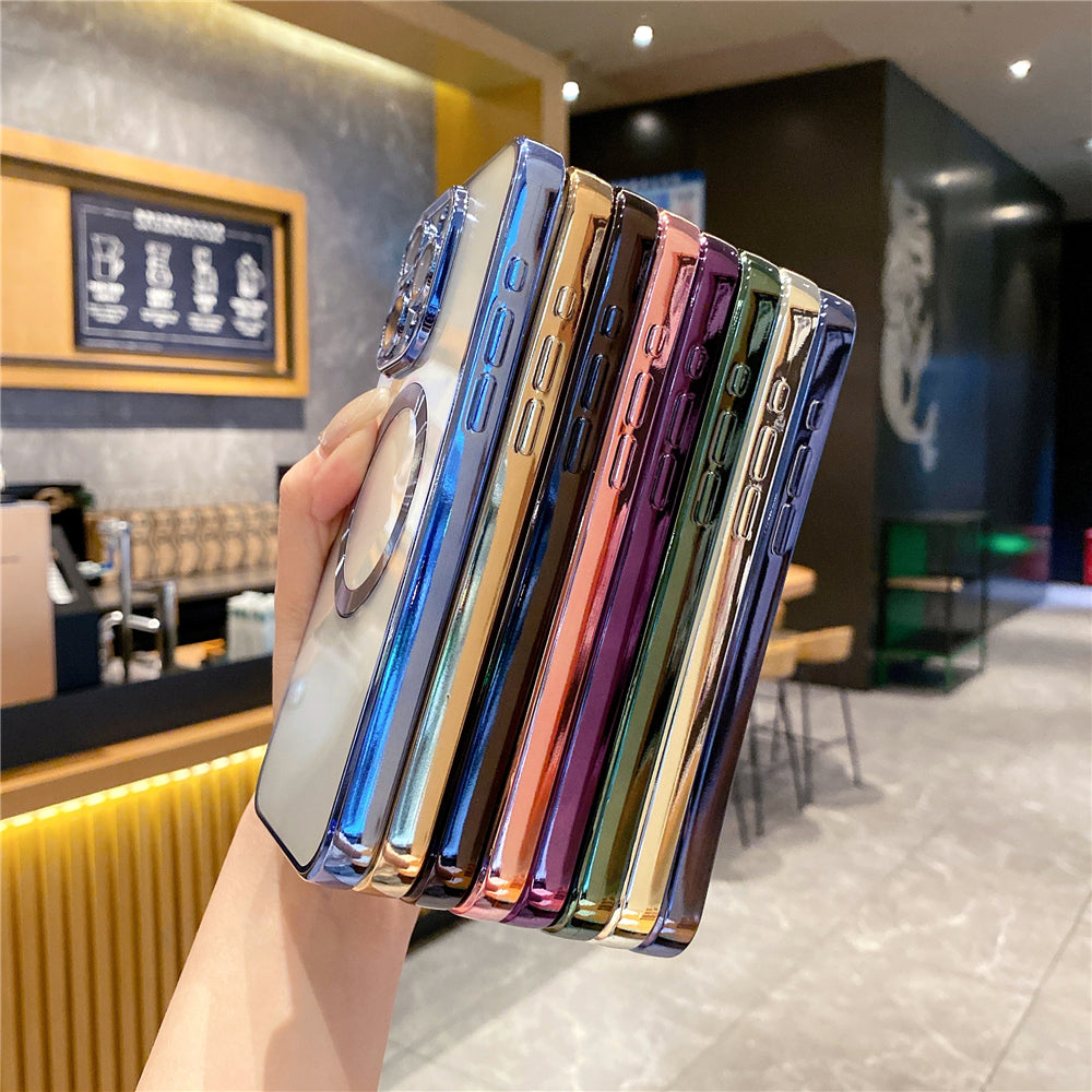 Coque Apple iPhone de luxe magnétique en silicone souple | Protection de l'appareil photo, revêtement transparent de qualité supérieure, chargement sans fil Magsafe et résistant aux rayures.