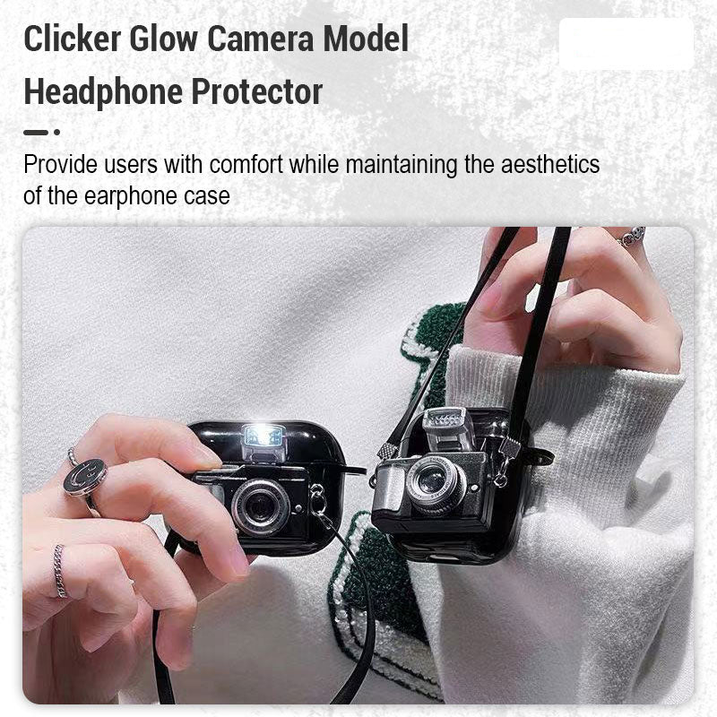 Étui pour écouteurs au design rétro de qualité supérieure avec flash lumineux pour Apple AirPods 1, 2, 3 et Pro : étui de protection en silicone souple avec sangle – Étui élégant et protecteur pour AirPods de 3e génération