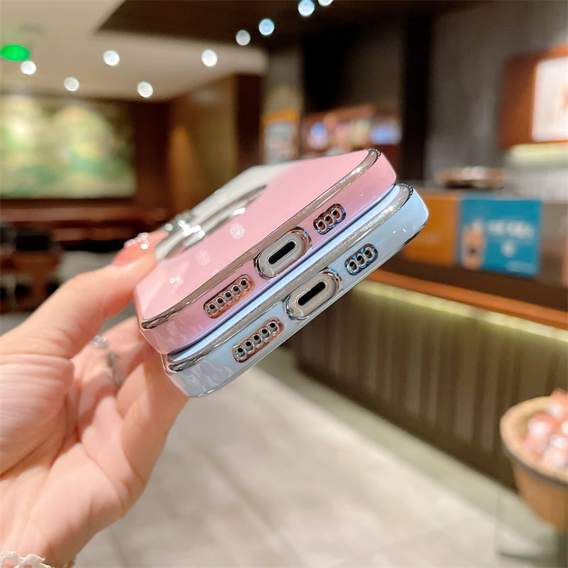 Luxury Apple iPhone Case | MagSafe Compatible, Camera Lens Protection, Screen Protection | Ultra Thin, Shockproof, Magnetic, Full All-Around Protection Cover – Crystal Clear Glass, Plated Edges, Silicone Design, Durable & Elegant