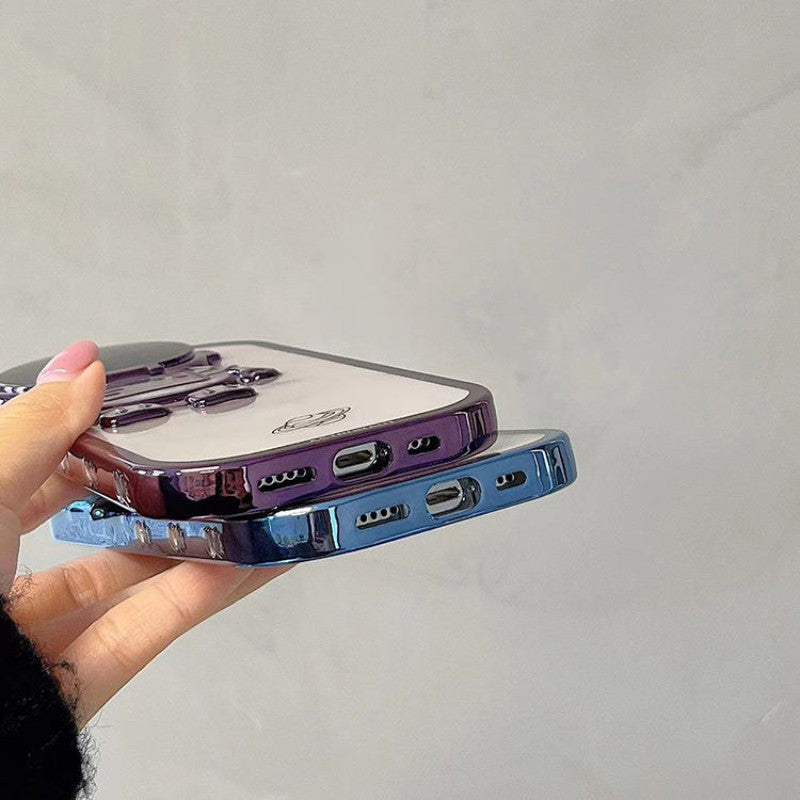 Étui d'astronaute avec film pailleté et support d'objectif protecteur d'appareil photo | Coque arrière en TPU souple de qualité supérieure absorbant les chocs pour Apple iPhone