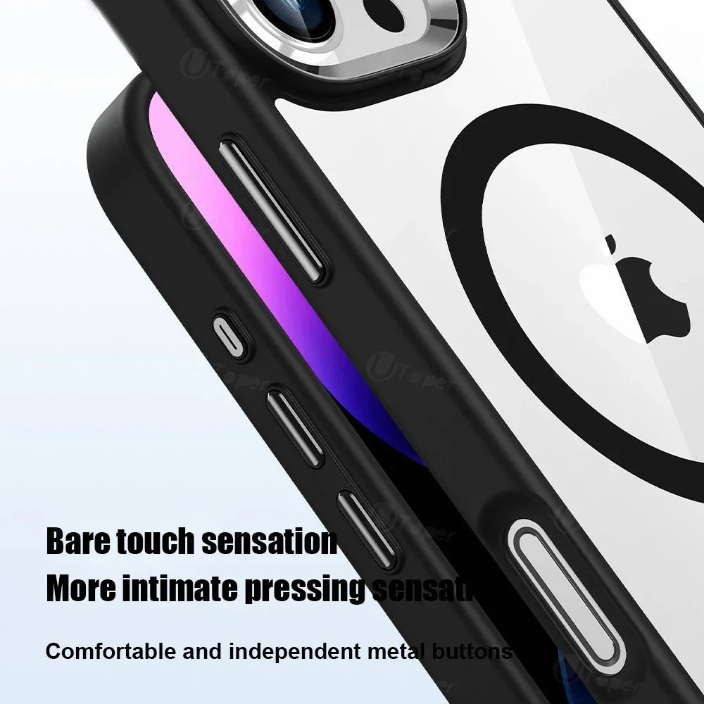 Chargement sans fil magnétique Magsafe Clear HD Premium | Coque iPhone Apple à armure hybride transparente antichoc