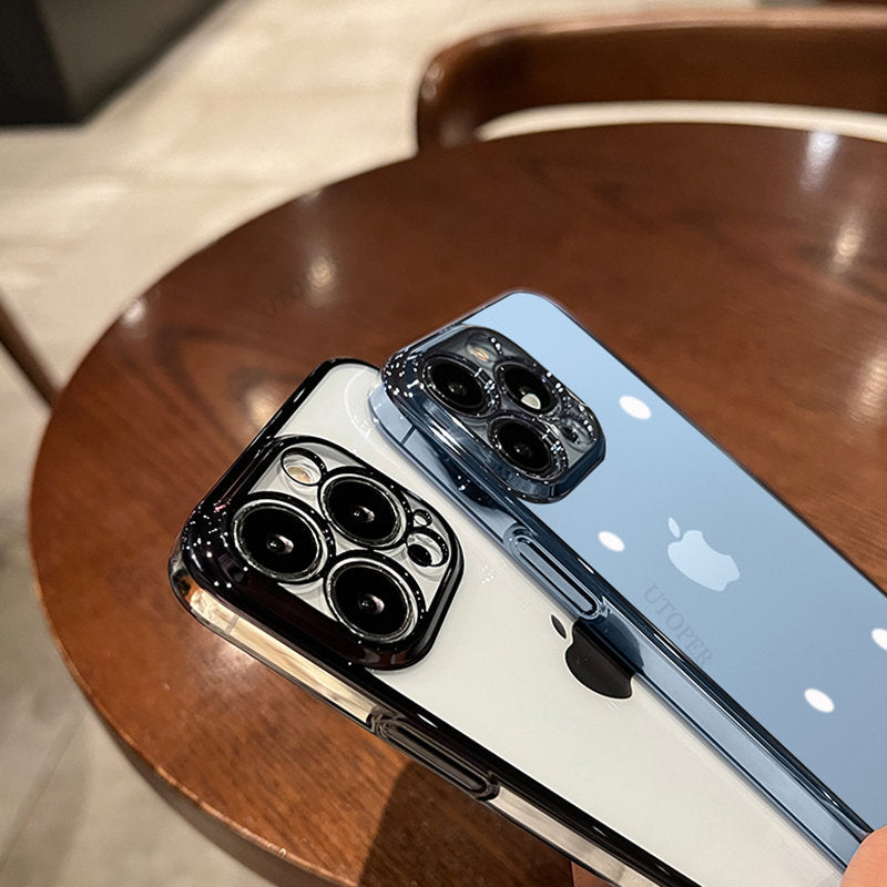 Coque en silicone transparente antichoc de luxe pour Apple iPhone | Revêtement haut de gamme, design pailleté transparent hydrofuge et résistant aux rayures.