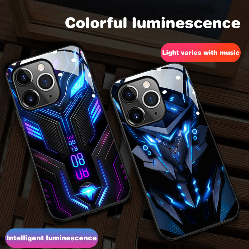 Coque de luxe ultra fine pour téléphone portable Apple iPhone LED Call Light avec protection d'objectif d'appareil photo : Punk Mecha Case Armored Protective Case pour iPhone 15/14/13 Pro Max Plus Mini - MagSafe Cover & Bag