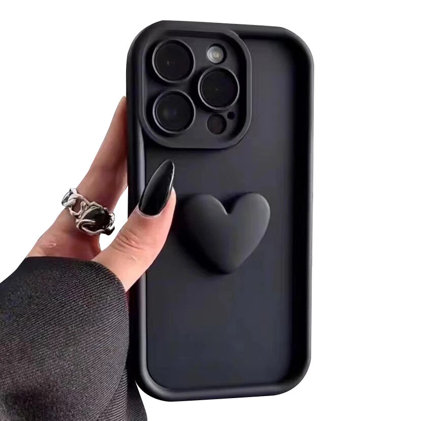 Hochwertige niedliche 3D-Liebesherz-Design Silikon-iPhone-Hülle | MagSafe Case, Kameralinsenschutzabdeckung für Apple iPhone 17/17 Air, 16/16e, 15, 14, 13 Pro Max Plus Cover | Silikon-Softcover-Schutzhülle
