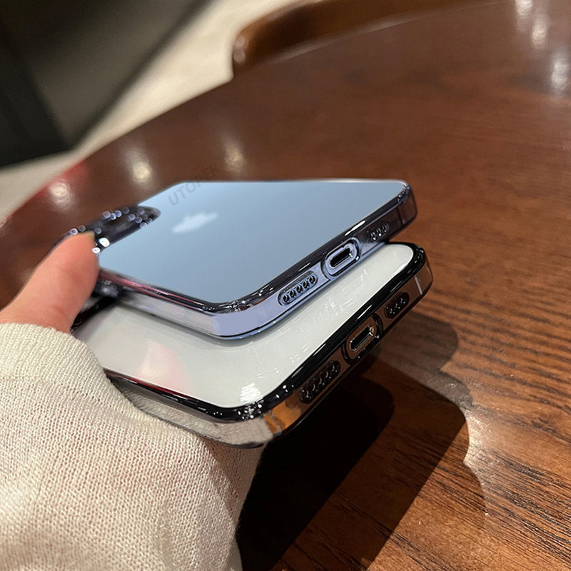 Coque en silicone transparente antichoc de luxe pour Apple iPhone | Revêtement haut de gamme, design pailleté transparent hydrofuge et résistant aux rayures.