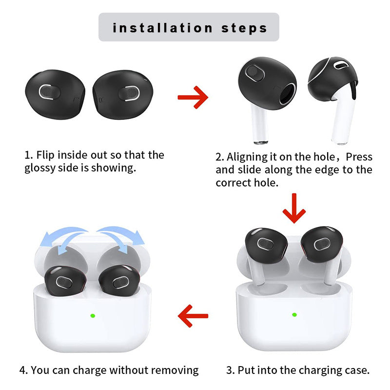 Coussinets d'oreille en silicone de qualité supérieure pour Apple AirPods 1 et 2 : embouts, housses et étuis de protection - Lot de 2 embouts | Coussinets pour écouteurs de haute qualité