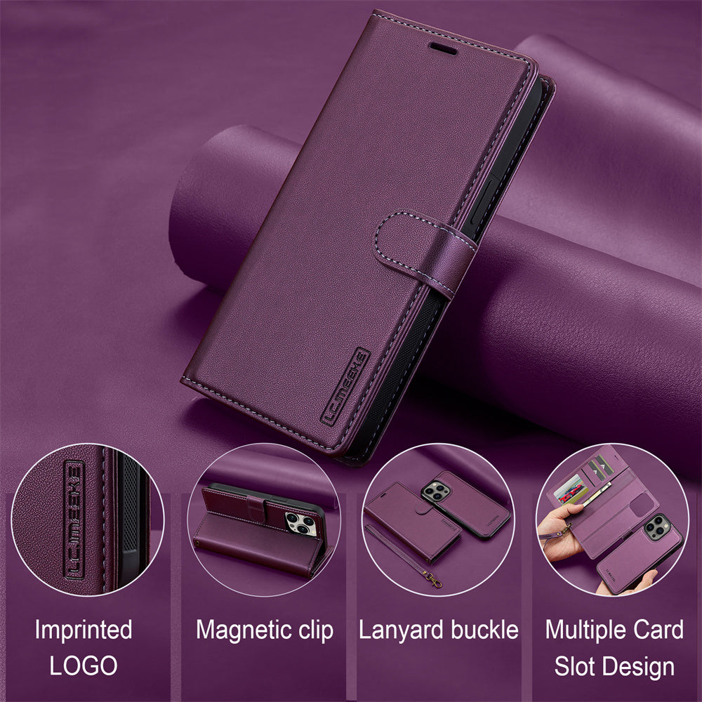 Hochwertiges 2-in-1 Abnehmbare Leder Brieftasche Flip Stand iPhone Hülle | MagSafe Case, Rundumschutz, Kameralinsenschutzabdeckung für Apple iPhone 17/17 Air, 16/16e, 15, 14, 13 Pro Max Plus Cover | Panzertasche Handyhülle | Wallet & Geldbörse Schutzhülle