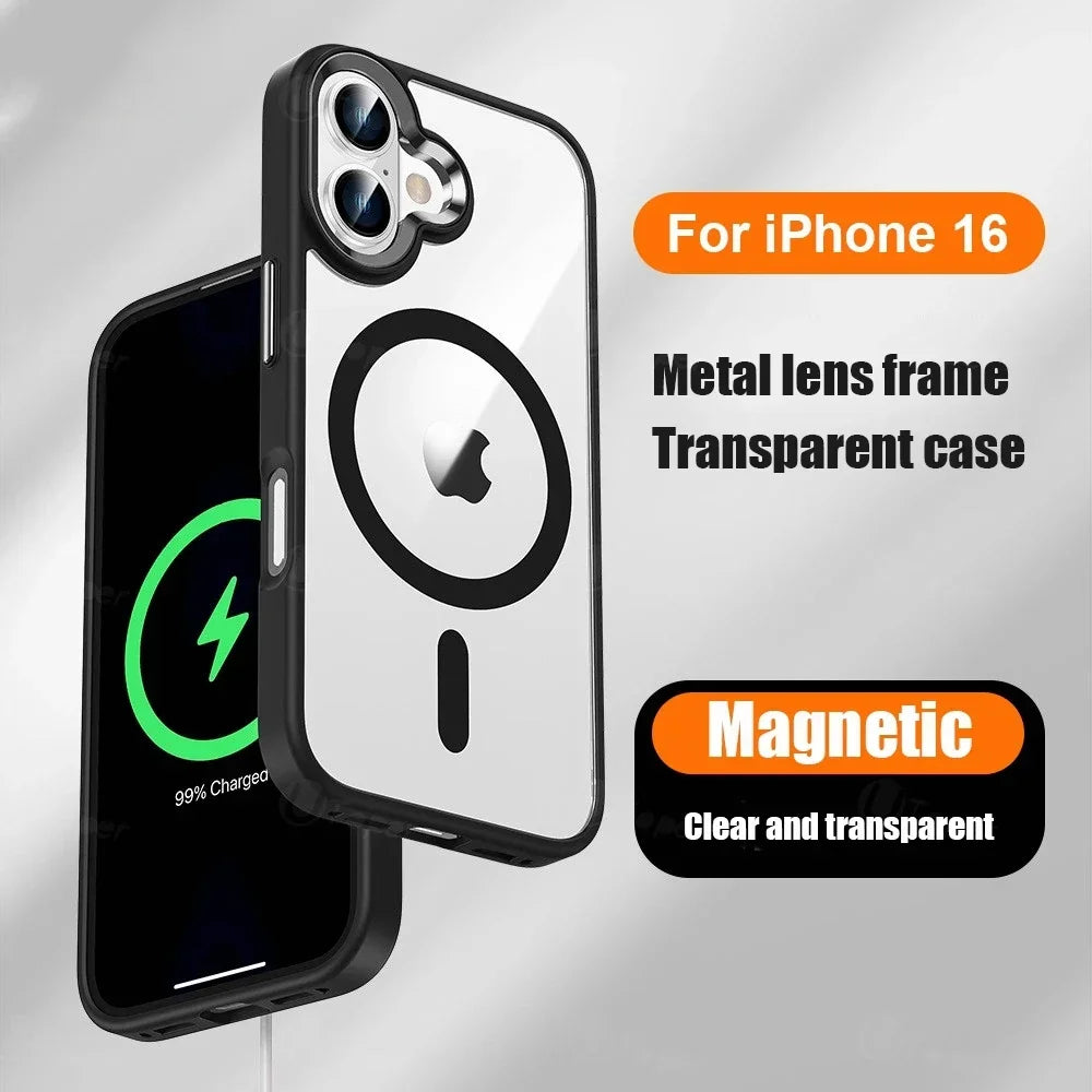 Chargement sans fil magnétique Magsafe Clear HD Premium | Coque iPhone Apple à armure hybride transparente antichoc