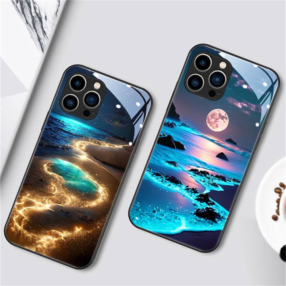 Design de luxe : Paysage de plage romantique la nuit Coque iPhone | Étui MagSafe pour Apple iPhone 15/14/13/12 Pro Max Plus | Sac avec housse blindée et housse de protection pour appareil photo | Étui de protection pour téléphone