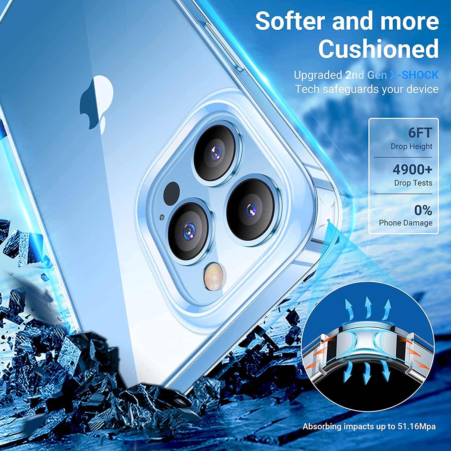 Coque Apple iPhone ultra fine et protectrice | Coque en silicone antichoc de qualité supérieure avec un attrait esthétique cristallin