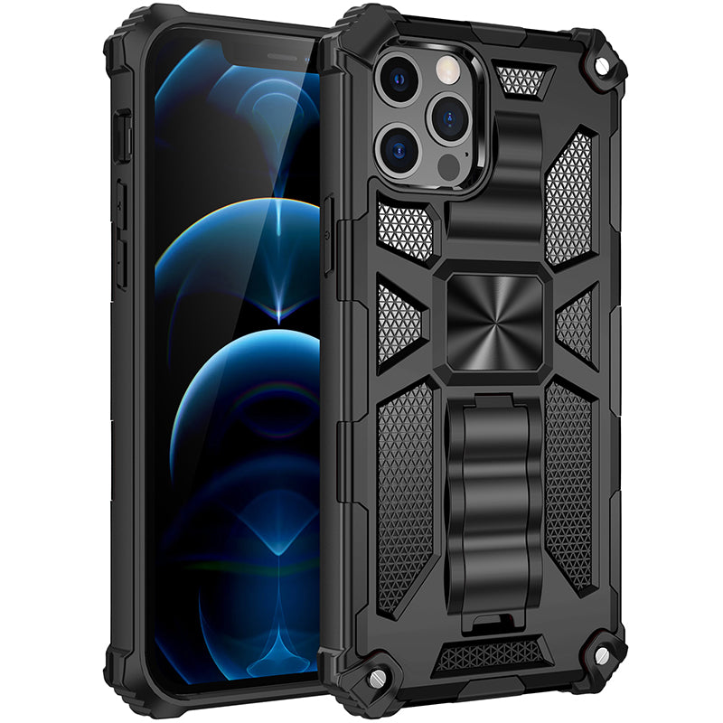 Hochwertige Hybrid-Militärpanzerung iPhone-Hülle MagSafe Case für Apple iPhone 17/17 Air, 16/16e, 15, 14, 13 Pro Max Plus mit eingebautem Ständer, Tarnung-Cover, Kamera-Rundumschutz und Bildschirmschutz Handyhülle