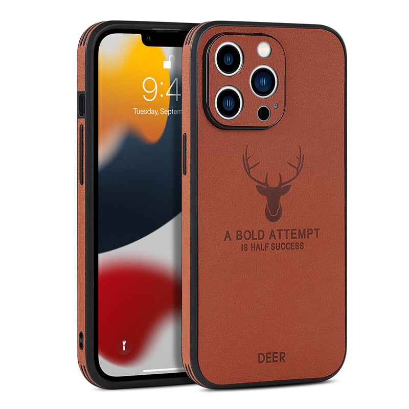 Pare-chocs de luxe avec motif de cerf et citation de motivation sur toile iPhone Case | Étui MagSafe avec housse de protection pour appareil photo | Coque pour Apple iPhone 15/14/13/12 Pro Max Plus | Étui blindé Étui de téléphone portable de haute qualité