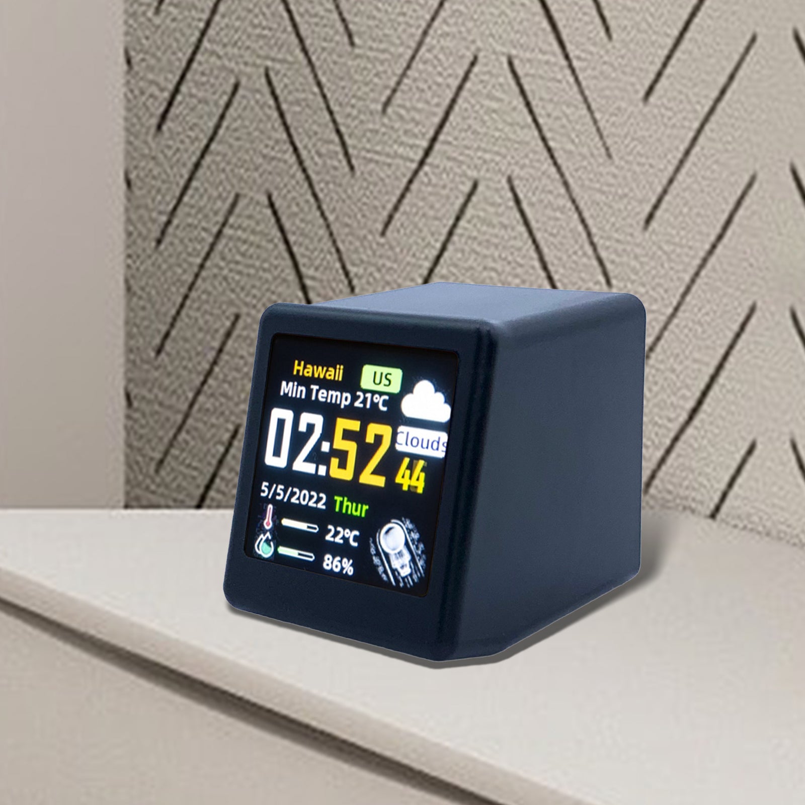 Premium Mini Smart WiFi Wettervorhersage-Station: Uhr für Gaming-Desktop-Deko | DIY süße GIF-Animationen & Elektronisches Album