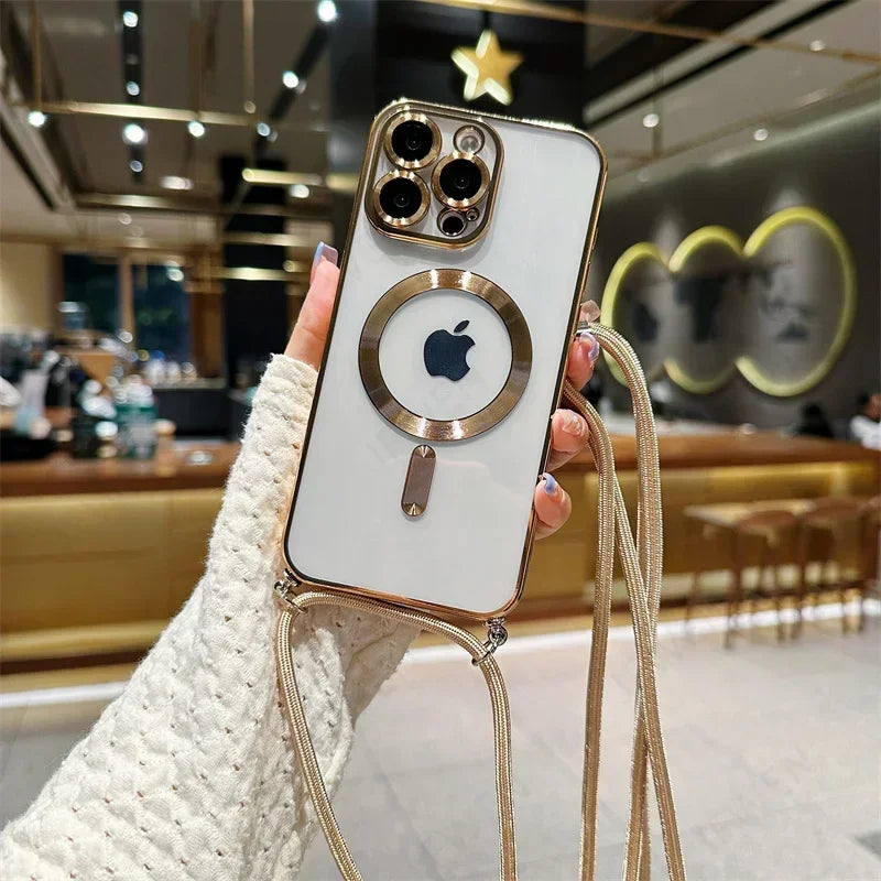 Coque Apple iPhone de luxe magnétique en silicone souple | Protection de l'appareil photo, revêtement transparent de qualité supérieure, chargement sans fil Magsafe et résistant aux rayures.