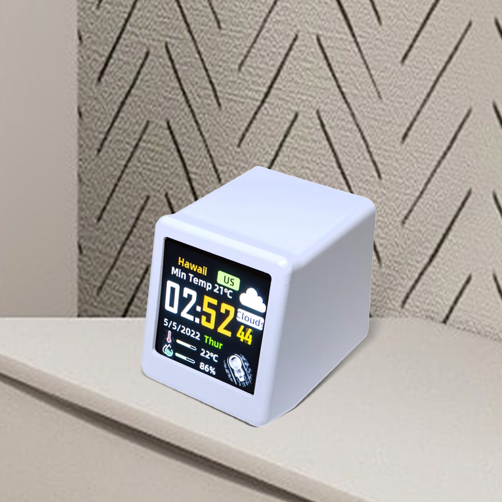 Premium Mini Smart WiFi Wettervorhersage-Station: Uhr für Gaming-Desktop-Deko | DIY süße GIF-Animationen & Elektronisches Album
