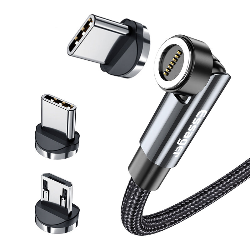 MagniCharge Premium | Câble magnétique rotatif à 540° pour chargement rapide pour Apple iPhone, iOS, Samsung & Android - Transfert de données 3A USB Type C