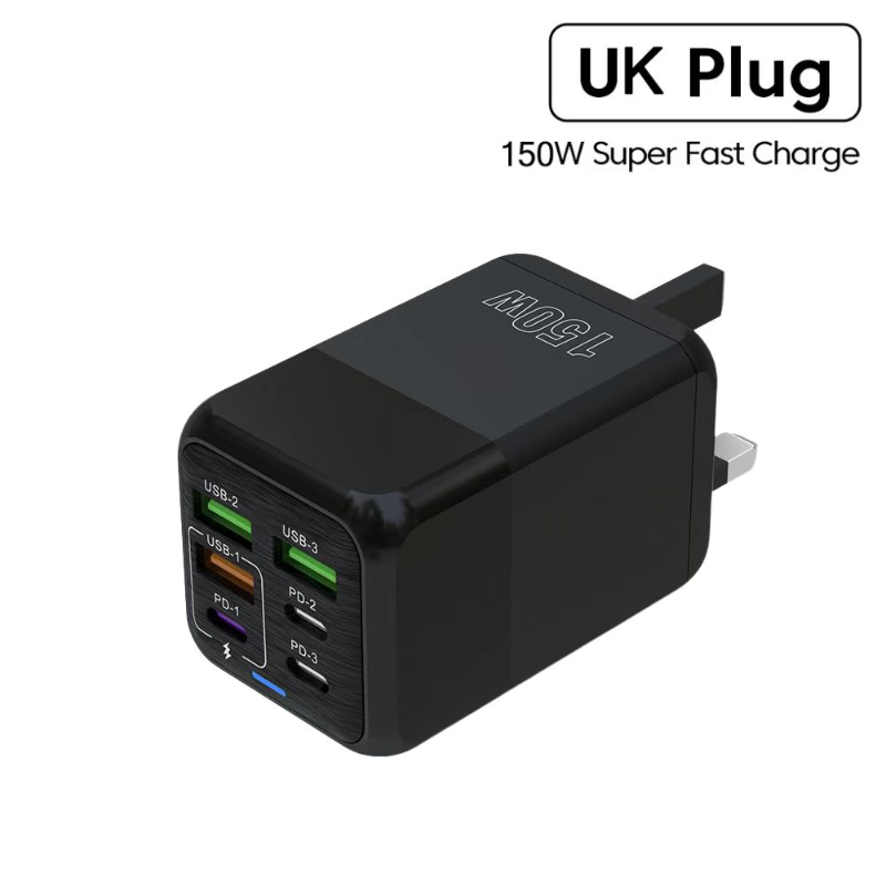 Station de charge rapide de bureau Gan Charger Premium 65W | Adaptateur 4 en 1 pour ordinateur portable et téléphone portable pour Apple iPhone 15 14 13 12 11 Pro Max Plus Mini, iOS, Android, Xiaomi, Samsung - Charge rapide