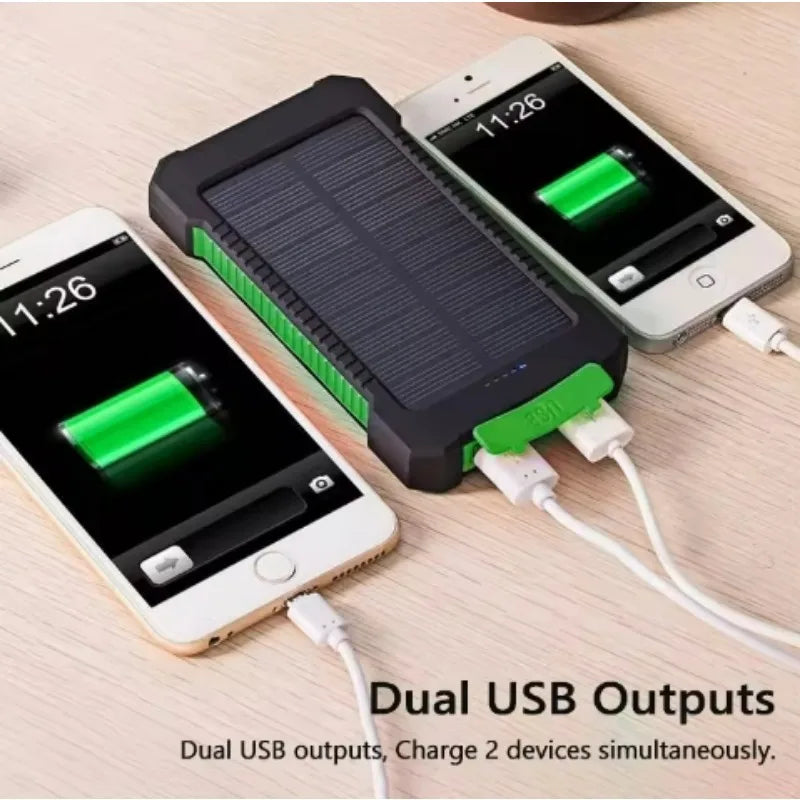 Chargeur solaire Premium Power Bank 20 000 mAh | Batterie externe portable avec charge rapide 5 V et lampe de poche super lumineuse pour les déplacements