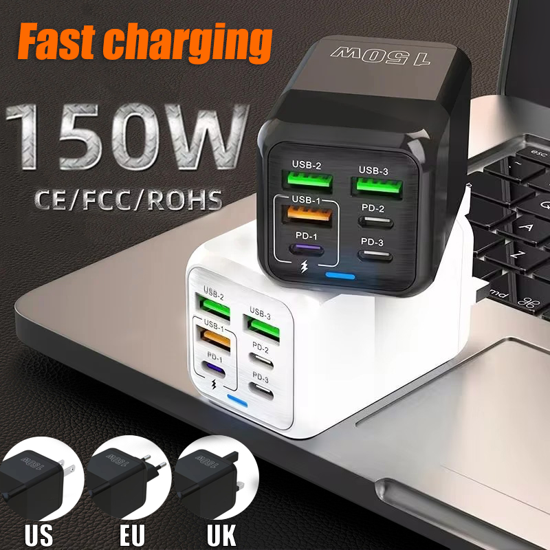Station de charge rapide de bureau Gan Charger Premium 65W | Adaptateur 4 en 1 pour ordinateur portable et téléphone portable pour Apple iPhone 15 14 13 12 11 Pro Max Plus Mini, iOS, Android, Xiaomi, Samsung - Charge rapide