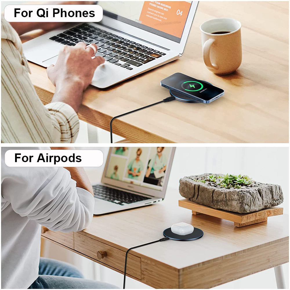 Chargeur sans fil 30W charge rapide pour Apple iPhone 15 14 13 12 11 Pro Max Plus Mini, AirPods Pro, iOS, Android, Samsung | Chargeur premium pour smartphone