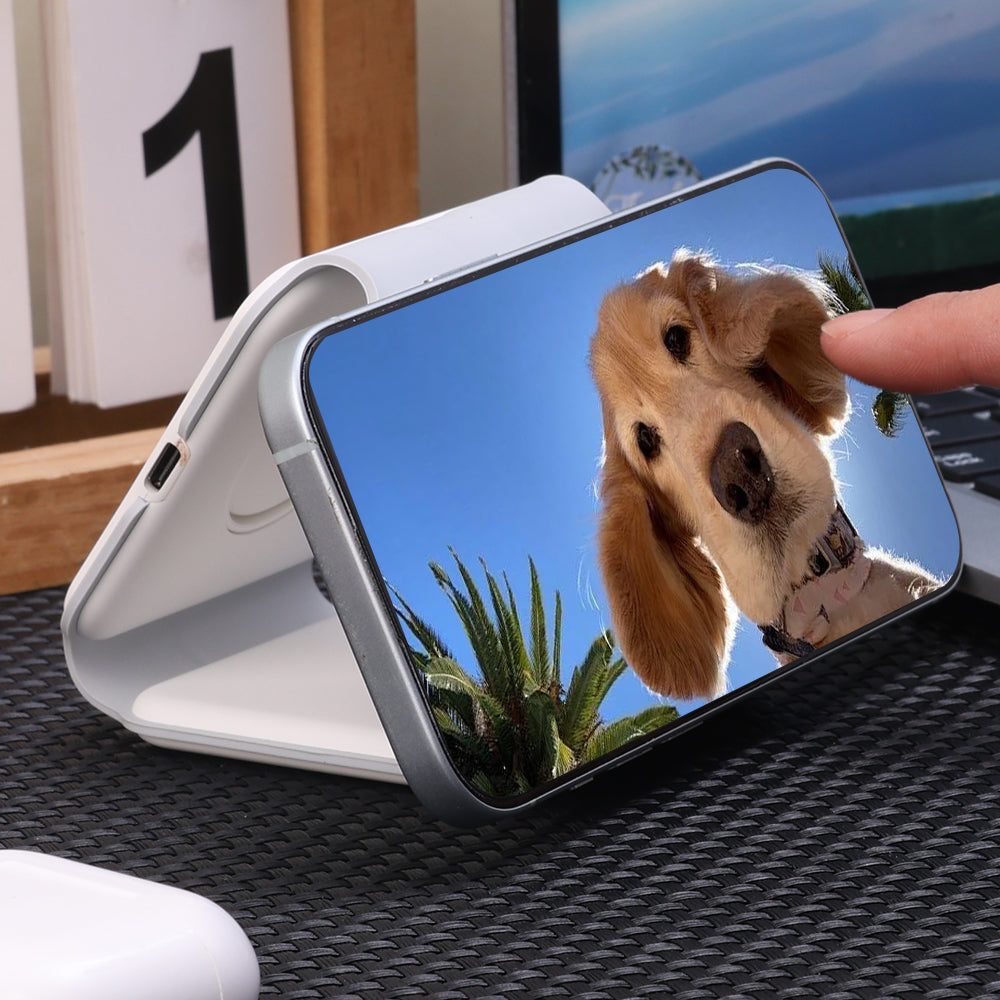 Station de charge rapide pliable 3 en 1, chargeur sans fil double magnétique 15 W MagSafe | Station de recharge portable pour Apple iPhone, AirPods, Watch