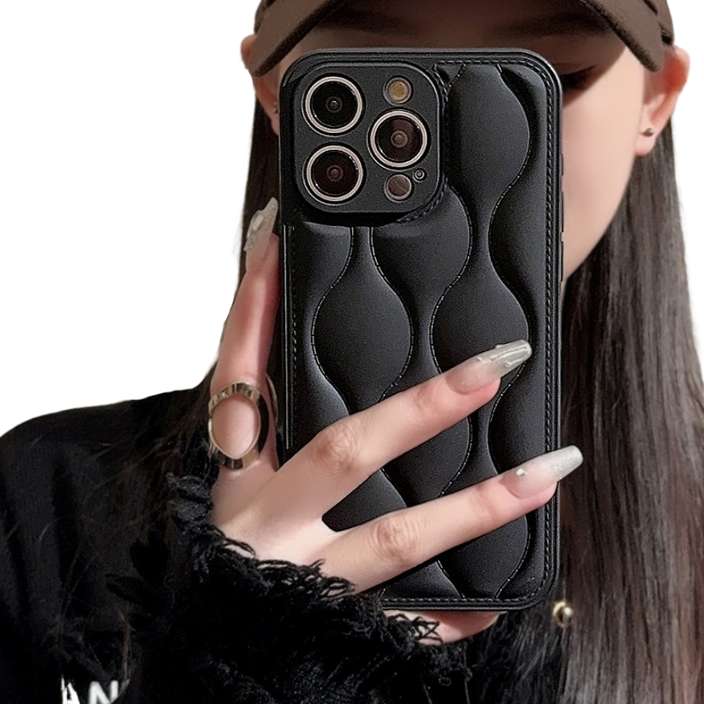 Hochwertige 3D gewellte Textur einfarbige Handyhülle, MagSafe, Abdeckung, | Apple iPhone 11/12/13/14/15 Pro Max Plus - Weiche Silikon stoßfeste Stoßstange Rückseite