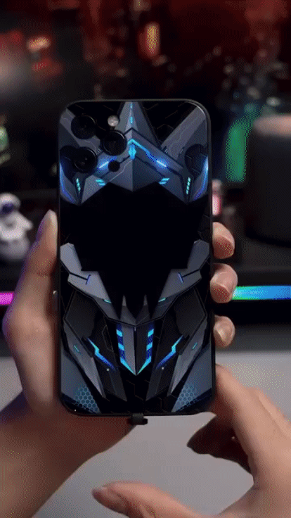 Coque de luxe ultra fine pour téléphone portable Apple iPhone LED Call Light avec protection d'objectif d'appareil photo : Punk Mecha Case Armored Protective Case pour iPhone 15/14/13 Pro Max Plus Mini - MagSafe Cover & Bag