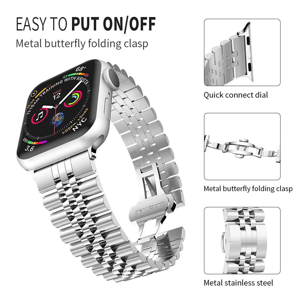 Metallband für Apple Watch 49mm, 45mm, 44mm, 42mm, 41mm, 40mm | Premium Edelstahl Armband für iWatch Ultra/9/8/7/6/5/4/3/SE
