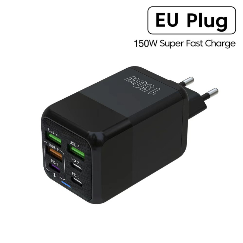 Station de charge rapide de bureau Gan Charger Premium 65W | Adaptateur 4 en 1 pour ordinateur portable et téléphone portable pour Apple iPhone 15 14 13 12 11 Pro Max Plus Mini, iOS, Android, Xiaomi, Samsung - Charge rapide