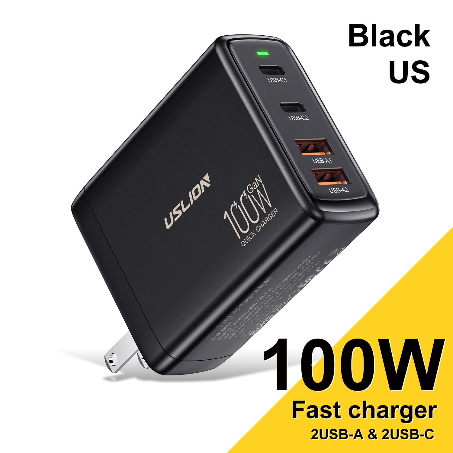 Station de charge rapide de bureau Gan Charger Premium 65W | Adaptateur 4 en 1 pour ordinateur portable et téléphone portable pour Apple iPhone 15 14 13 12 11 Pro Max Plus Mini, iOS, Android, Xiaomi, Samsung - Charge rapide