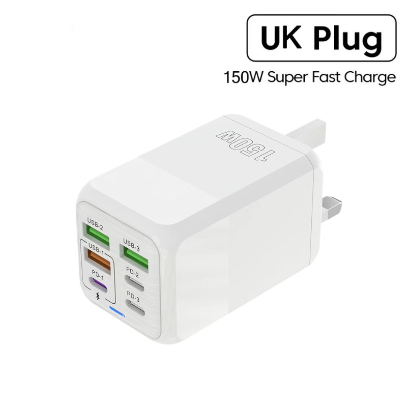 Station de charge rapide de bureau Gan Charger Premium 65W | Adaptateur 4 en 1 pour ordinateur portable et téléphone portable pour Apple iPhone 15 14 13 12 11 Pro Max Plus Mini, iOS, Android, Xiaomi, Samsung - Charge rapide