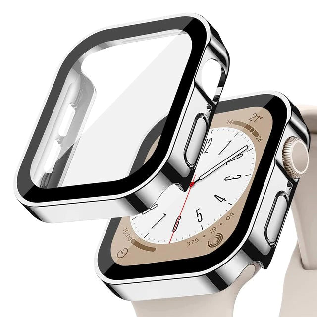 Premium Glasgehäuse für Apple Watch Serie 9/8/7/Ultra: 45mm, 41mm, 49mm, 44mm, 40mm | Hochwertige Displayschutz-Hülle