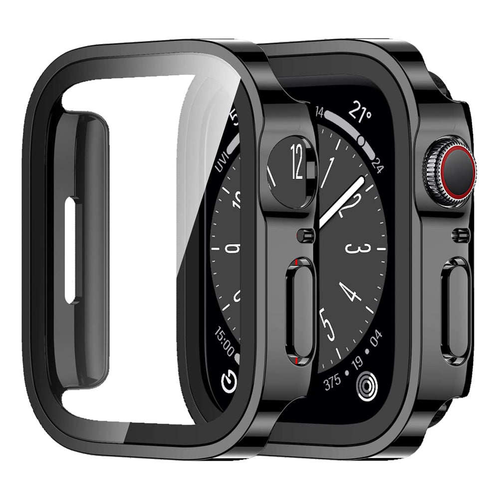 Étui premium Apple Watch 9 8 7, 45 mm 41 mm 44 mm 40 mm, protecteur d'écran trempé, iWatch Series 4 5 SE 6 7 8 | Verre, boîtier et boîtier de haute qualité | Édition limitée