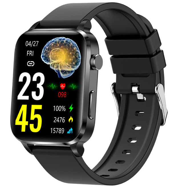 Montre intelligente de glycémie haut de gamme pour hommes avec assistant vocal AI, appel Bluetooth, mesure automatique de l'oxygène dans le sang par infrarouge, surveillance de la santé, ECG et PPG