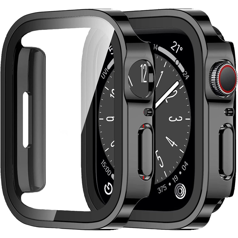 Premium Glasgehäuse für Apple Watch Serie 9/8/7/Ultra: 45mm, 41mm, 49mm, 44mm, 40mm | Hochwertige Displayschutz-Hülle