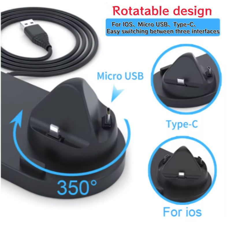 Station de recharge rapide LED 3 en 1 haut de gamme | Chargeur sans fil multifonctionnel, Station de charge rapide sans fil, Station d'accueil pour iPhone, AirPods, Apple Watch et iPad | Support et support pour téléphone/tablette