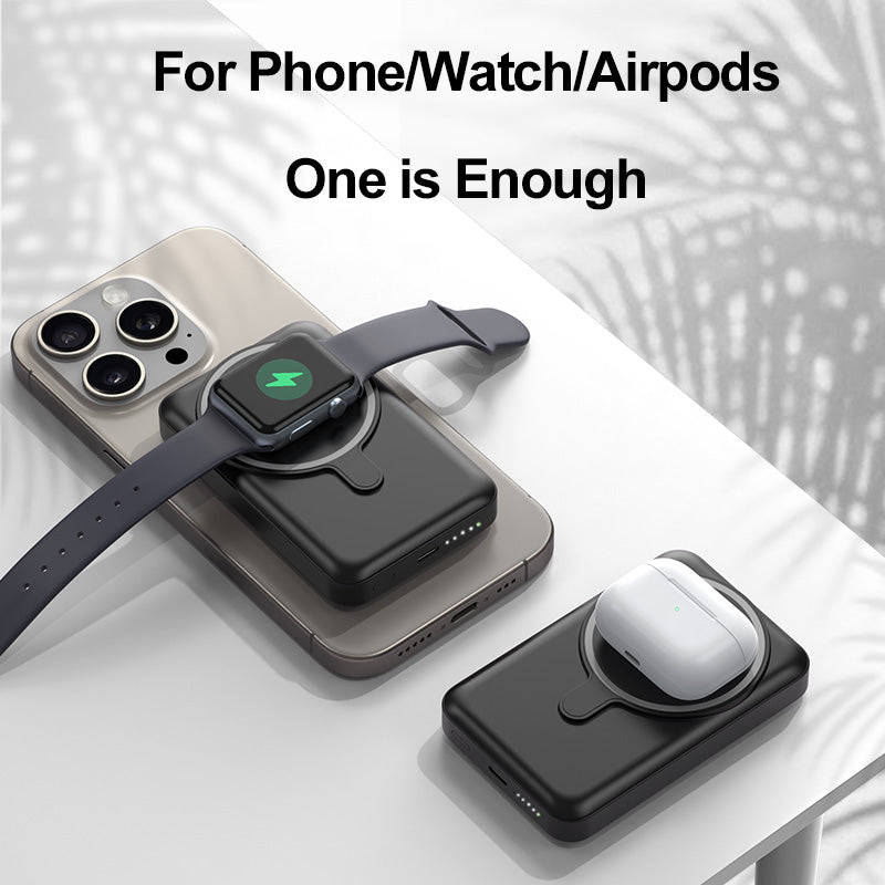 Banque d'alimentation magnétique sans fil haut de gamme 10 000 mAh avec charge rapide PD | Source de batterie portable pour Apple iPhone 15 14 13 12 11 Pro Max Plus Mini, Watch et Airpods