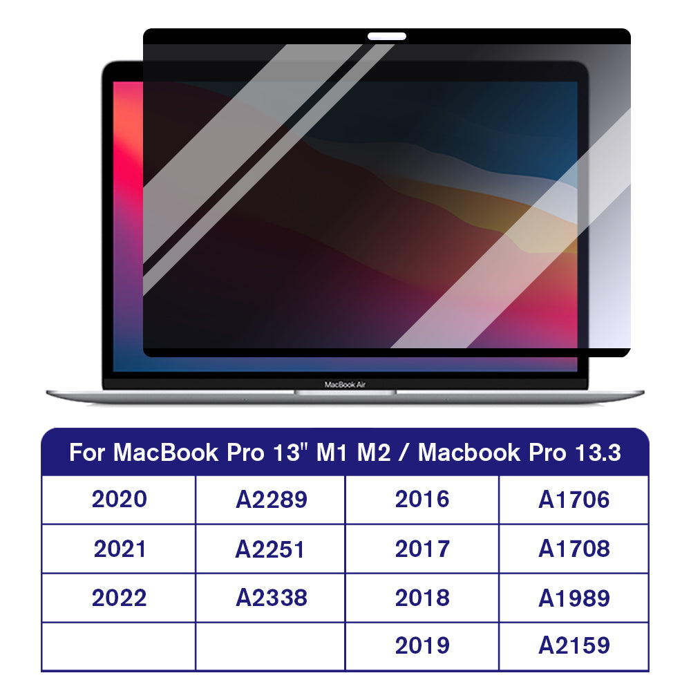 Filtre de confidentialité magnétique haut de gamme pour MacBook Air 13 15 M1 M2 et Pro 14 16 12 | Protecteur d'écran anti-espion et anti-éblouissant | Protecteur d'écran de confidentialité - Protège la vie privée