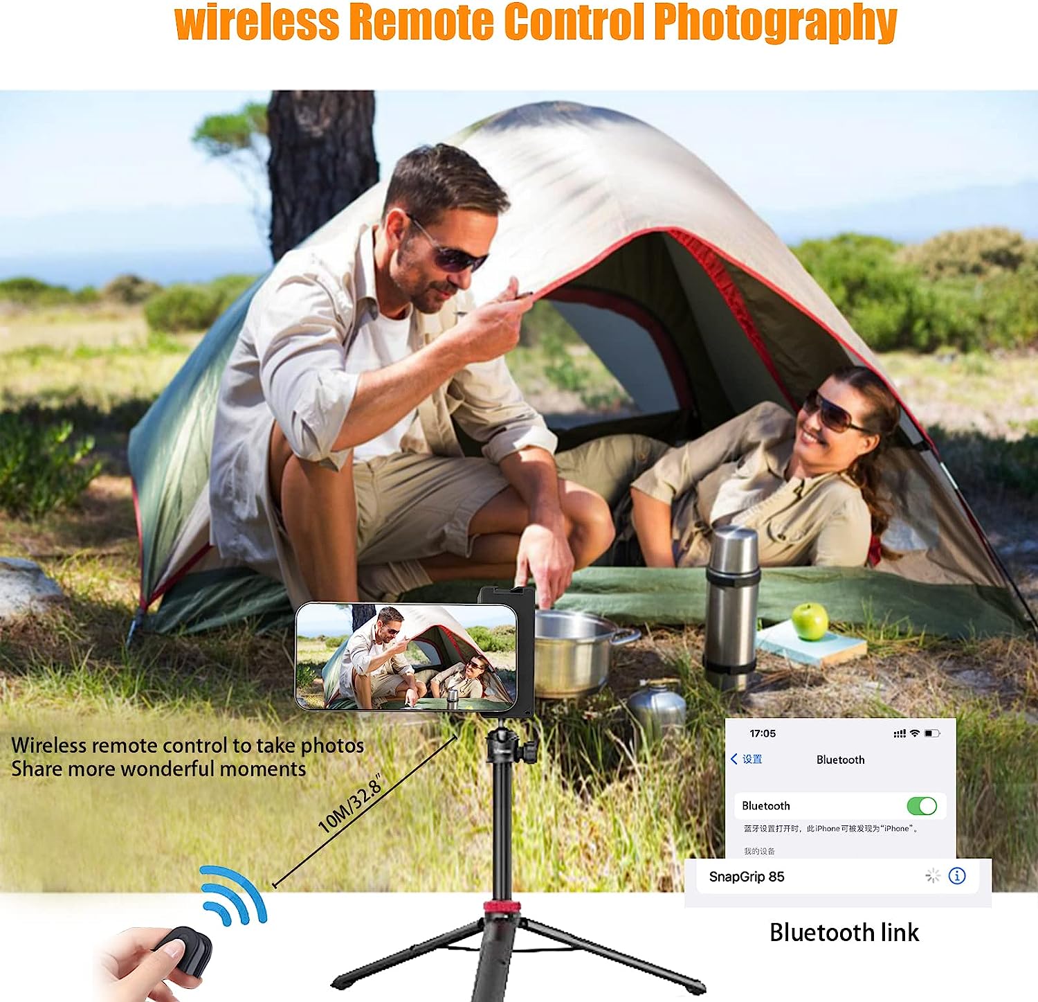 Hochwertiger Profi-Magnetischer Telefonhalter mit Bluetooth-Fernbedienung, Magsafe Griff für Apple iPhone 16/15/14/13/12/11