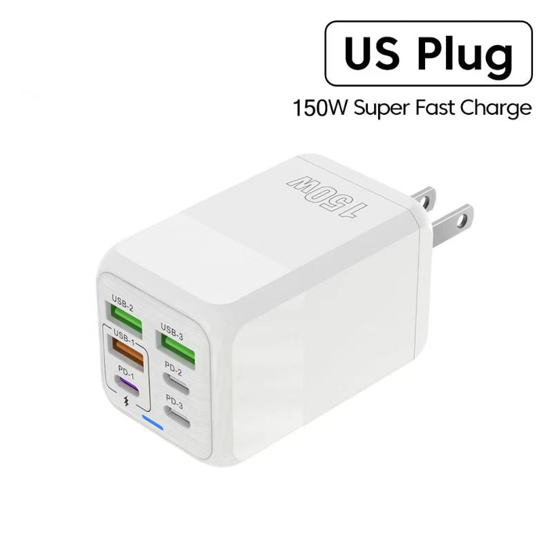 Station de charge rapide de bureau Gan Charger Premium 65W | Adaptateur 4 en 1 pour ordinateur portable et téléphone portable pour Apple iPhone 15 14 13 12 11 Pro Max Plus Mini, iOS, Android, Xiaomi, Samsung - Charge rapide